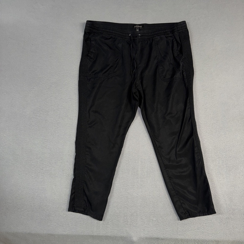 Banana Republic Pants Womens XL Black Tapered Pull On Stretch Tencel Slinky